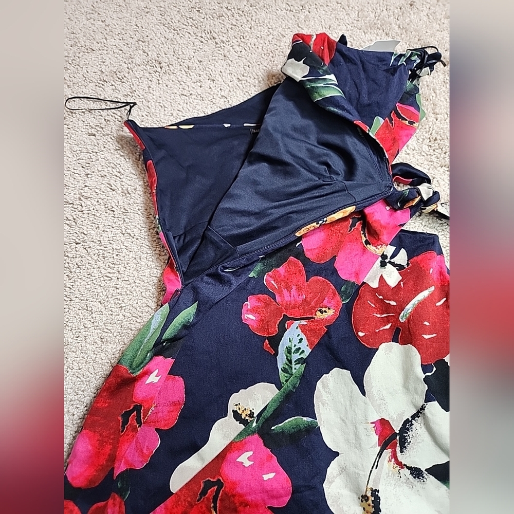 NWT! Zara Tropical Floral Side Tie One Shoulder Dress Size: M - Picture 8 of 13